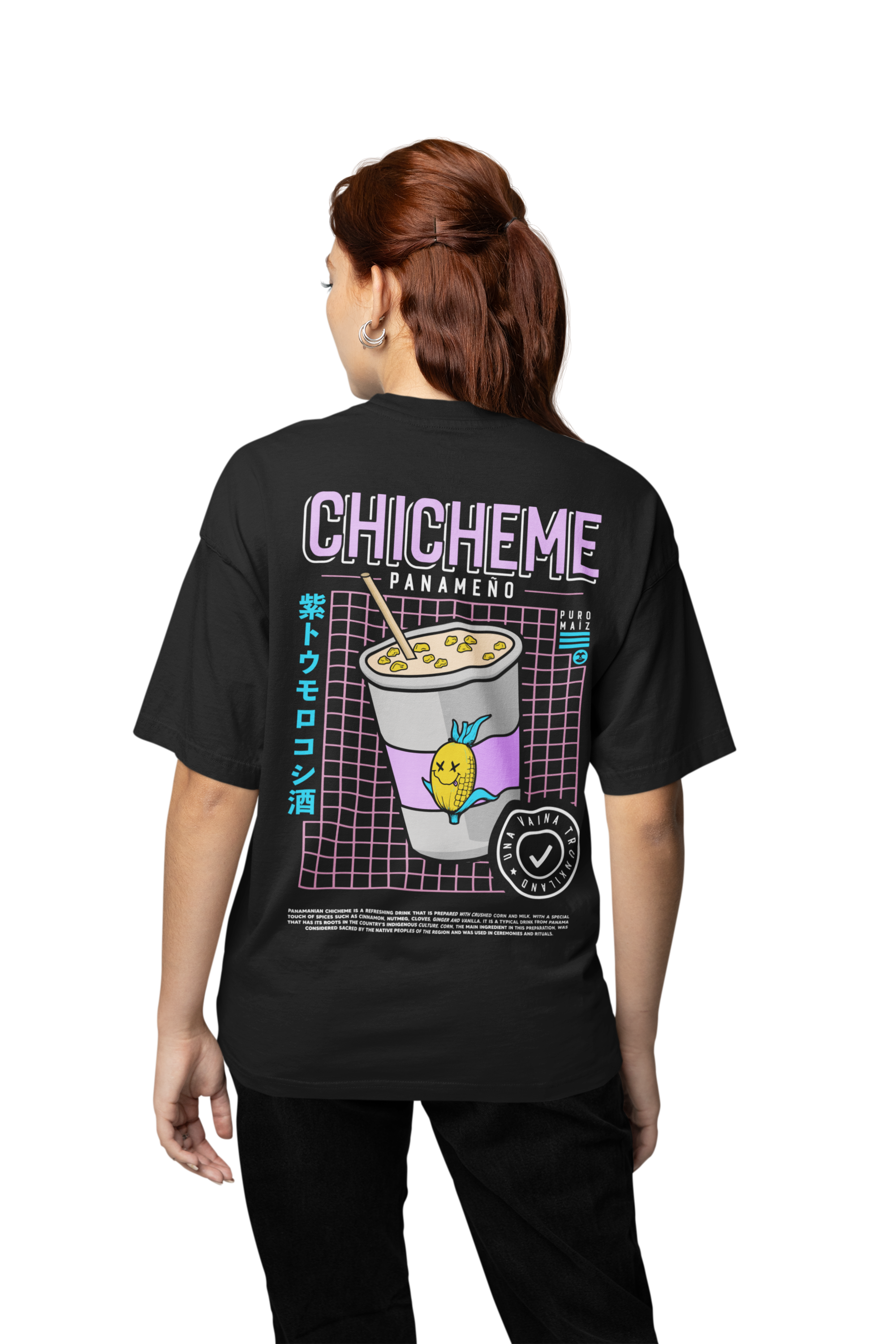 Tshirt Oversized Chicheme Panameño color Negro Acid Wash