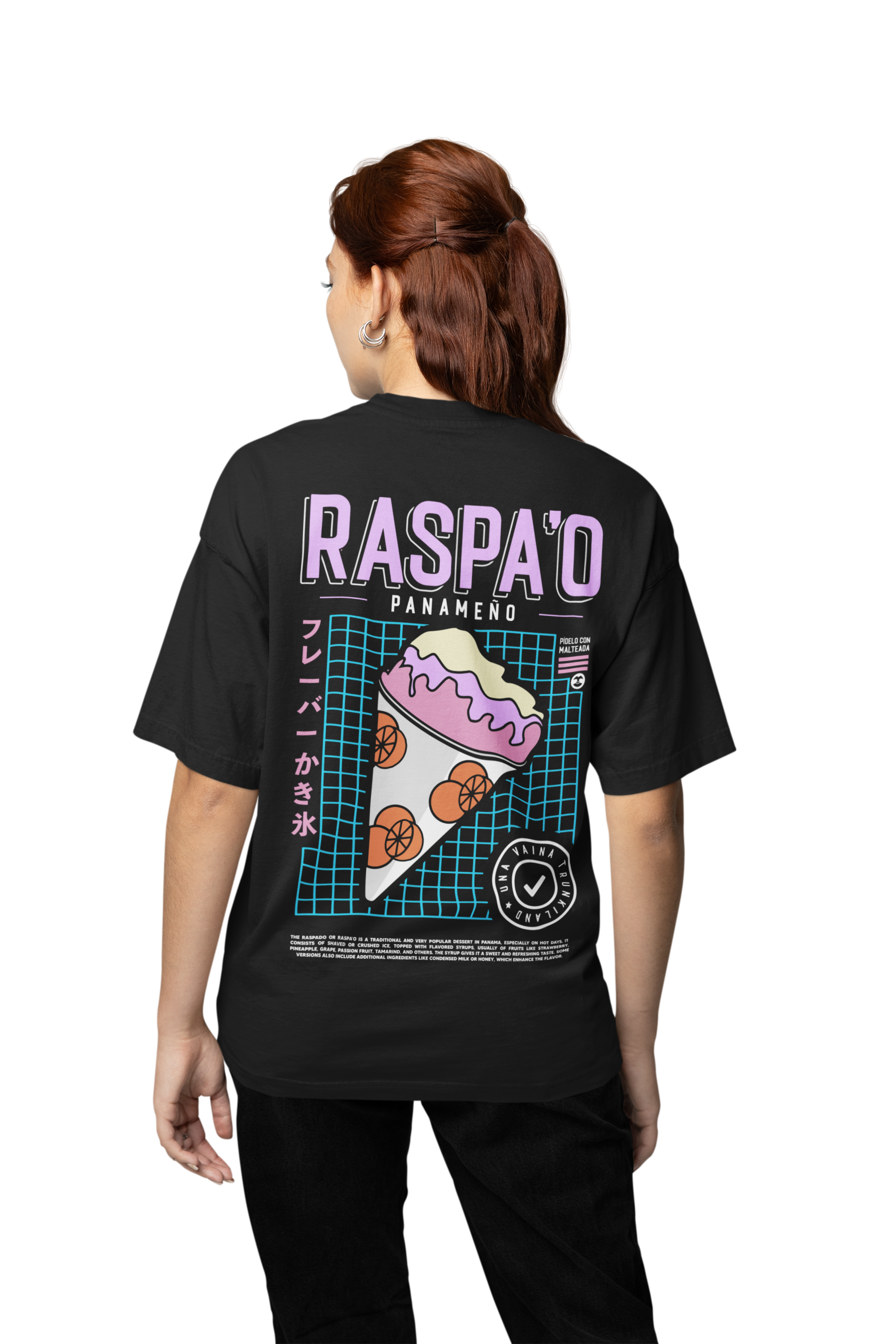 Tshirt Oversized Raspa'o Panameño color Negro Acid Wash